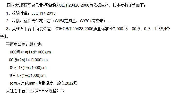 大理石平臺質(zhì)量標(biāo)準(zhǔn)